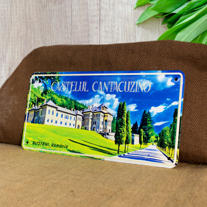 Tablou metalic decorativ suvenir, Castelul Cantacuzino, Busteni [3]