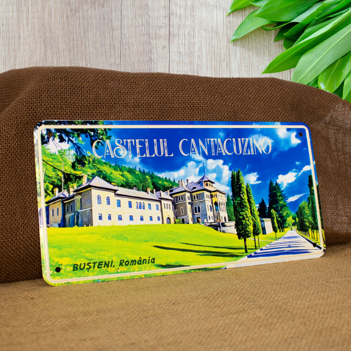 Tablou metalic decorativ suvenir, Castelul Cantacuzino, Busteni [4]