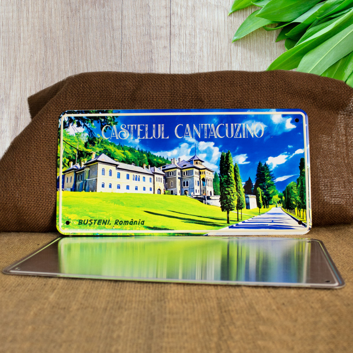 Tablou metalic decorativ suvenir, Castelul Cantacuzino, Busteni [1]