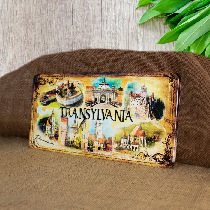 Tablou metalic decorativ suvenir, Cetati si Castele, Visit Transylvania, Romania [4]
