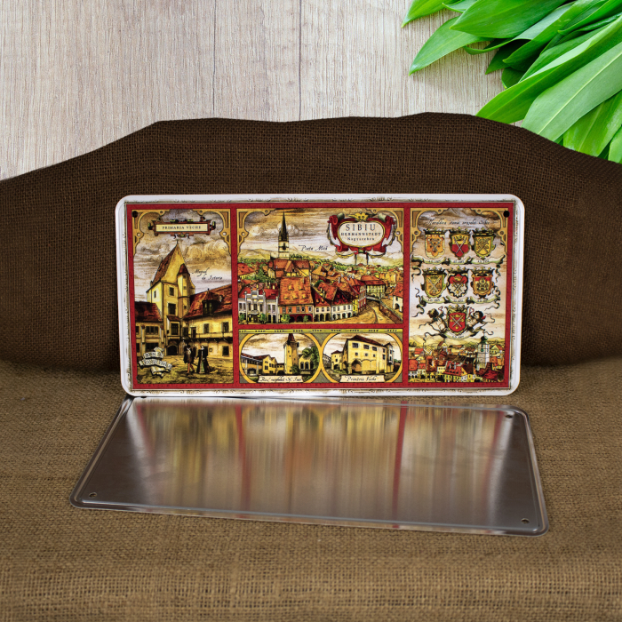 Tablou metalic decorativ suvenir, Steme medievale ale orasului Sibiu [4]