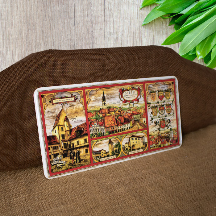 Tablou metalic decorativ suvenir, Steme medievale ale orasului Sibiu [2]