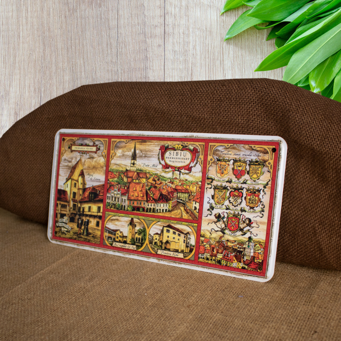 Tablou metalic decorativ suvenir, Steme medievale ale orasului Sibiu [3]