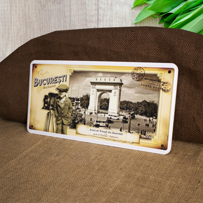 Tablou metalic decorativ, vintage, "Arcul de Triumf"  Bucuresti [3]