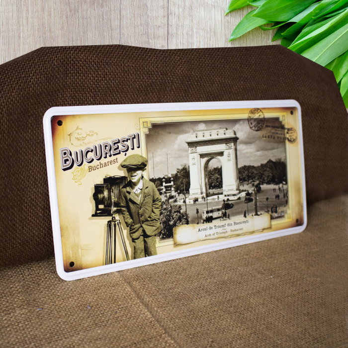 Tablou metalic decorativ, vintage, "Arcul de Triumf"  Bucuresti [4]