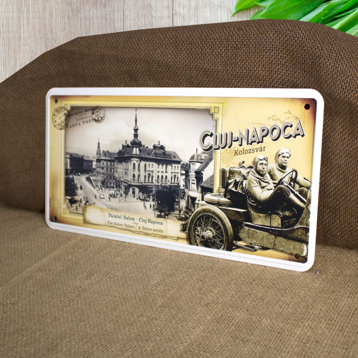 Tablou metalic decorativ suvenir, vintage "Palatul Babos" - Cluj Napoca [4]