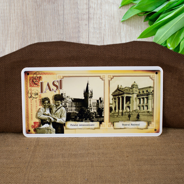 Tablou metalic decorativ, suvenir, vintage "Palatul Culturii si Teatrul National", Iasi [1]