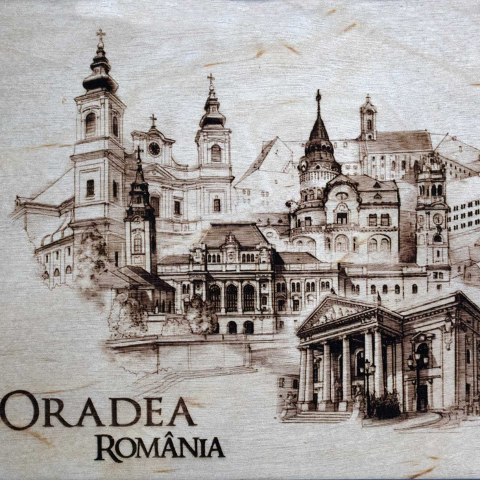 Tablou suvenir Oradea, gravat (fotogravura), cu rama inclusa 13/18, desen realizat manual [6]