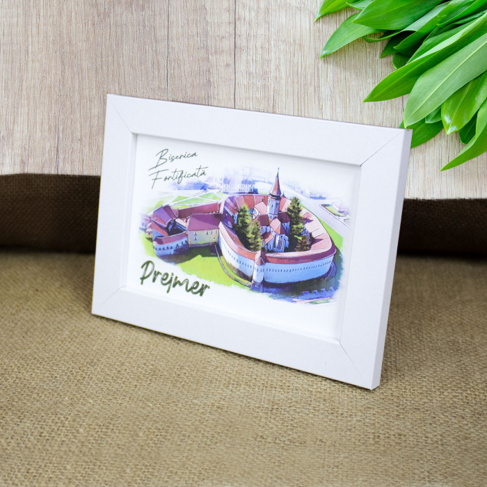 Tablou suvenir, acuarela, Cetatea Prejmer - Brasov, dimensiune 10 x15 cm, rama inclusa [2]
