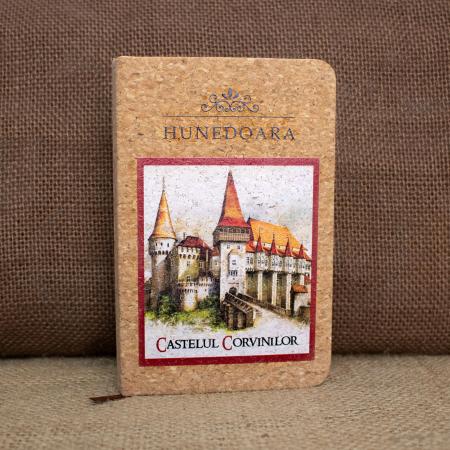 Agenda/carnetel de calatorii suvenir, coperta din material de pluta, Castelul Corvinilor, Hunedoara