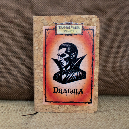 Romania - Agenda/carnetel de calatorii suvenir, coperta din material de pluta, Mitul Dracula, Transylvania, Romania