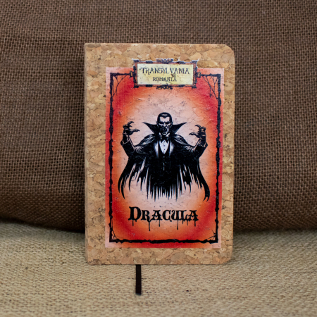 Romania - Agenda/carnetel de calatorii suvenir, coperta din material de pluta, Mitul Dracula, Transylvania, Romania