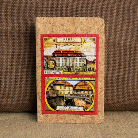 Sibiu - Agenda/carnetel de calatorii suvenir, coperta din material de pluta, Palatul Brukenthal Sibiu