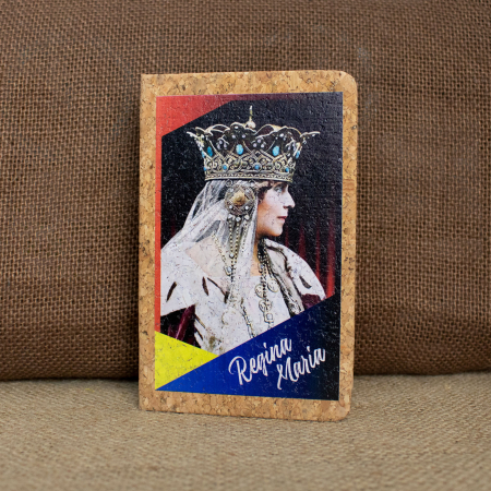 Agende - Agenda/carnetel de calatorii suvenir, coperta din material de pluta, Regina Maria a Romaniei