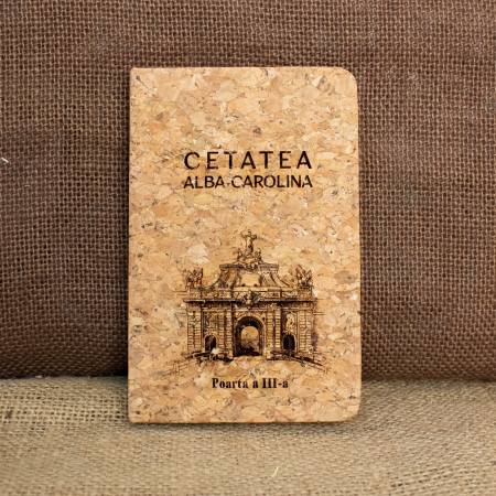 Agende - Agenda/carnetel de calatorii suvenir, gravat, coperta din material de pluta, Poarta a III-a, Cetatea Alba Carolina
