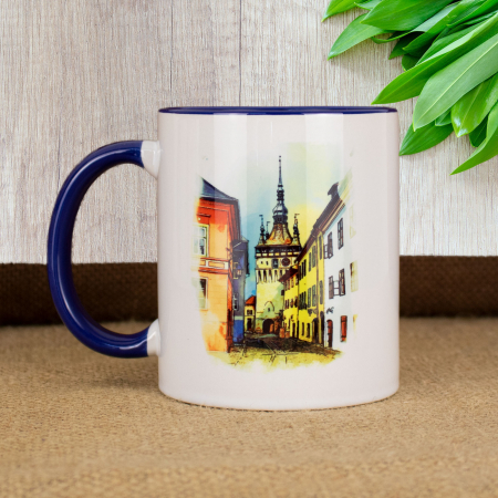 Cana suvenir, cu mesaj, Turnul cu Ceas, Sighisoara Medievala [1]