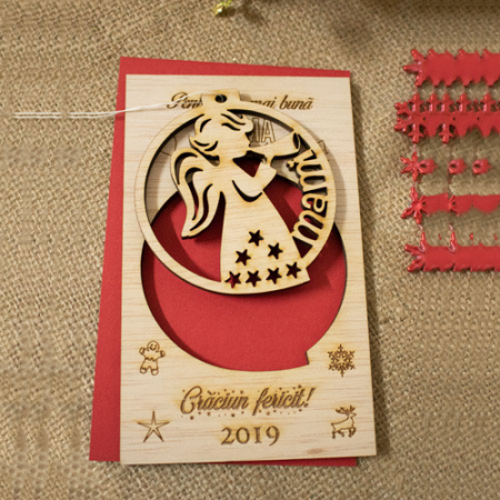Felicitare de Craciun din lemn, personalizata „Cea mai buna mama” [3]