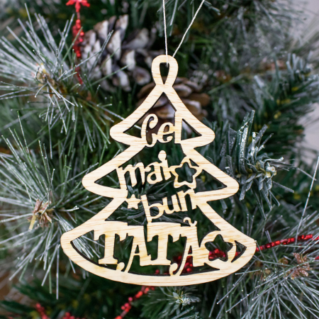 Felicitare de Craciun din lemn, personalizata „Cel mai bun tata” [2]