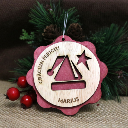 Glob De Craciun Din Lemn, Personalizat, “Christmas Angel”