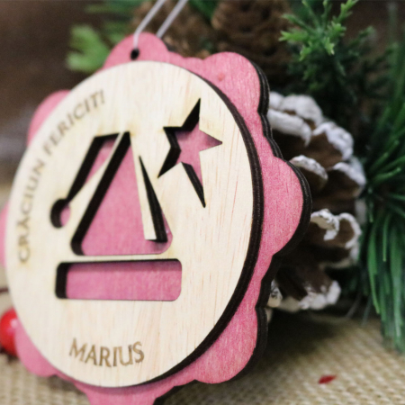 Glob De Craciun Din Lemn, Personalizat, “Christmas Angel” [1]