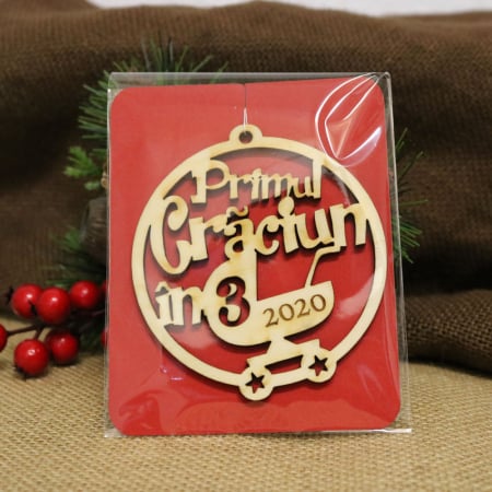 Glob De Craciun, Rotund, Din Lemn, “Primul Craciun In 3” [2]