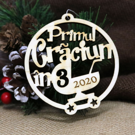 Glob De Craciun, Rotund, Din Lemn, “Primul Craciun In 3”