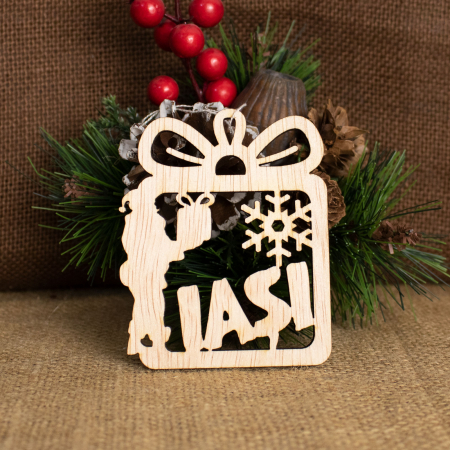 Palatul Culturii Iasi - Glob de Craciun suvenir, din lemn personalizat, Iasi