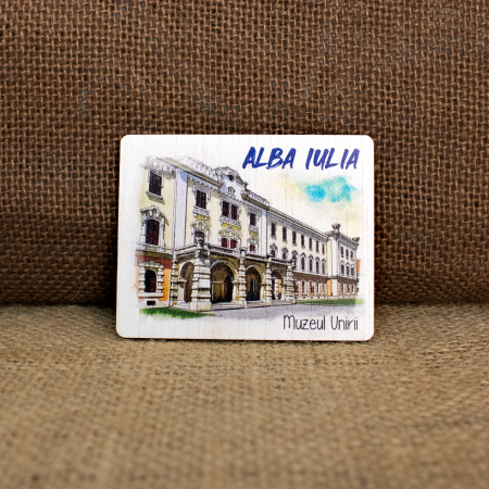 Magneti de frigider acuarela - Magnet de frigider din lemn, acuarela, Muzeul Unirii, Alba Iulia