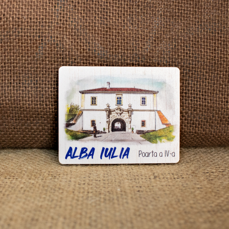 Magneti de frigider acuarela - Magnet de frigider din lemn, acuarela, "Poarta a IV-a" Cetatea Alba Carolina, Alba Iulia