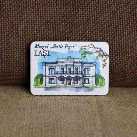 Casa Junimii Iasi (Muzeul Vasile Pogor) - Magnet de frigider din lemn, acuarela, Casa Junimii Iasi (Muzeul Vasile Pogor)