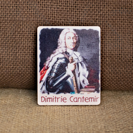 Magnet de frigider din lemn, acuarela, Dimitrie Cantemir, Domn al Moldovei