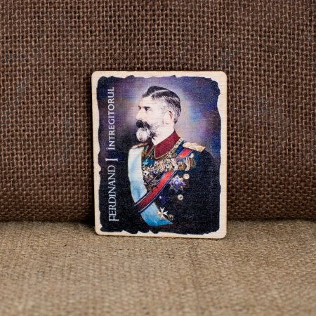 Castelul Bran - Magnet de frigider, din lemn, acuarela, Ferdinand I Intregitorul