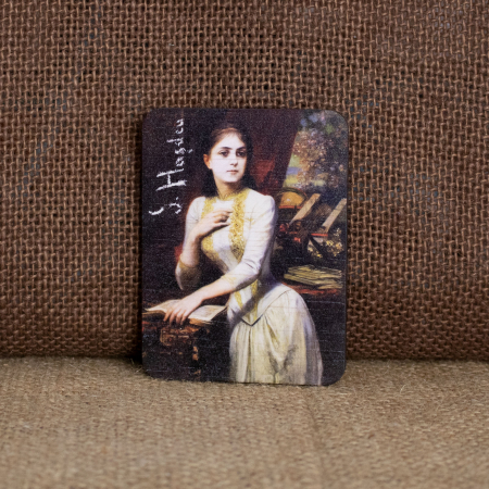 Muzee / Case Memoriale - Magnet de frigider din lemn, acuarela, "Julia Hasdeu"