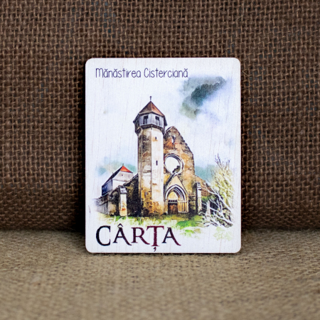 Manastirea Cisterciana Cârța - Magnet de frigider din lemn, acuarela, Manastirea Cisterciana Carta, Sibiu