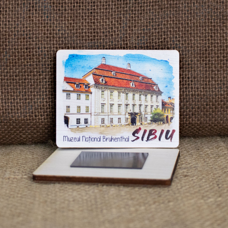 Magnet de frigider din lemn, acuarela, Muzeul National Brukenthal Sibiu [1]