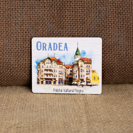 Oradea - Magnet de frigider Palatul "Vulturul Negru" Oradea, acuarela