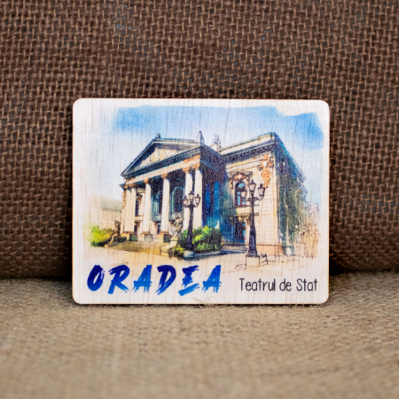 Magnet de frigider  din lemn, acuarela, "Teatrul Regina Maria" Oradea [2]