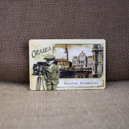 Belle Epoque - Magnet de frigider din lemn, vintage, Belle Epoque, Palatul Primariei Oradea