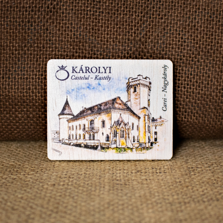 Castelul Karolyi, Carei - Magnet de frigider din lemn, color, Castelul Karolyi, Carei