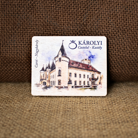 Castelul Karolyi, Carei - Magnet de frigider din lemn, color, Castelul Karolyi, Carei