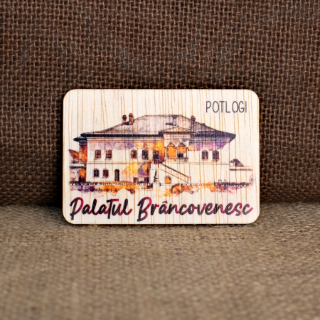 Magnet de frigider din lemn, color, Palatul Brancovenesc, Potlogi