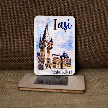 Magnet de frigider din lemn, color, vintage, Palatul Culturii Iasi [1]