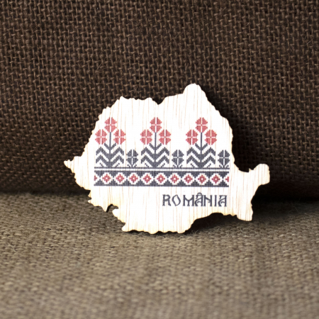 Romania - Magnet De Frigider Din Lemn, Harta Romaniei