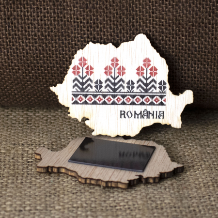 Magnet De Frigider Din Lemn, Harta Romaniei [1]
