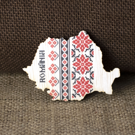 Romania - Magnet De frigider din lemn, Harta Romaniei