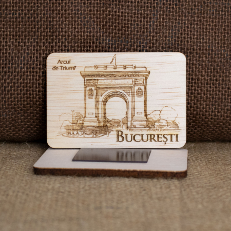 Magnet De Frigider Din Lemn, Gravat "Arcul de Triumf" Bucuresti [1]