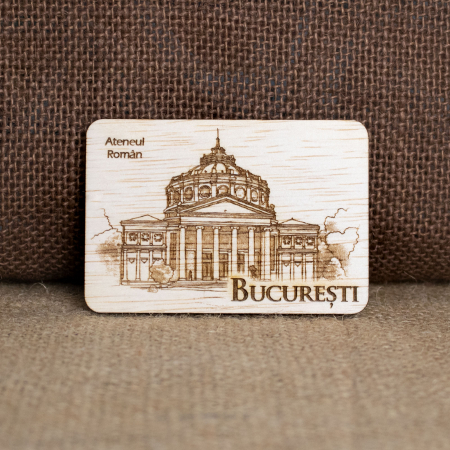 Magnet De Frigider Din Lemn, Gravat “Ateneul Roman” Bucuresti