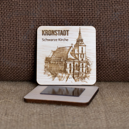 Magnet De Frigider din lemn, gravat „Biserica Neagra” Brasov [5]