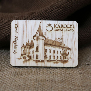 Castelul Karolyi, Carei - Magnet De Frigider din lemn,  Gravat,  Castelul Karolyi Carei
