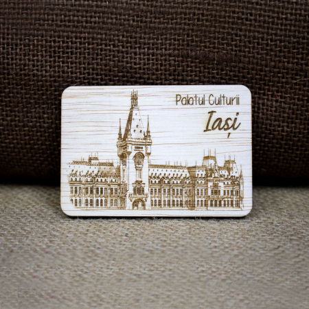 Palate si Curti Domnesti - Magnet de frigider din lemn, gravat, Palatul Culturii Iasi